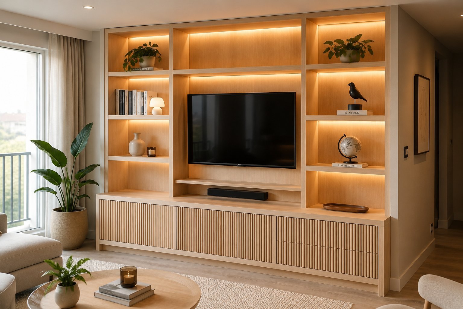 Rack TV Living Carvalo con empalillado